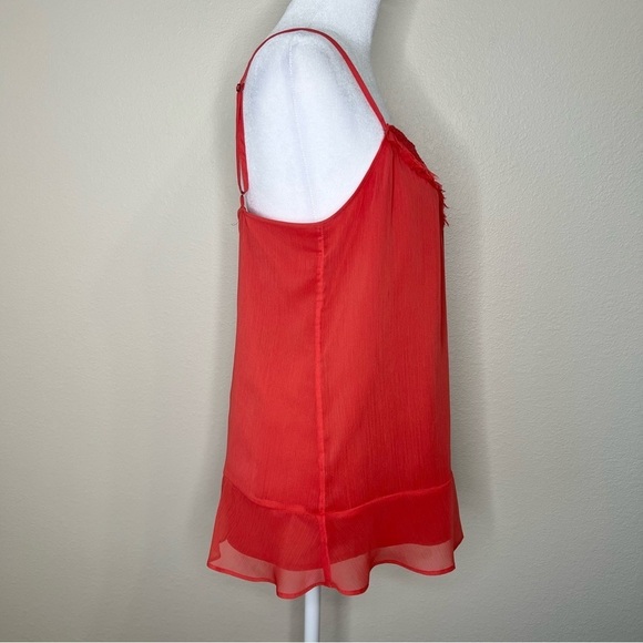 Banana Republic Pink Red Coral Sleeveless Macrame Embellished Cami Tank Top Sz S - Picture 8 of 11